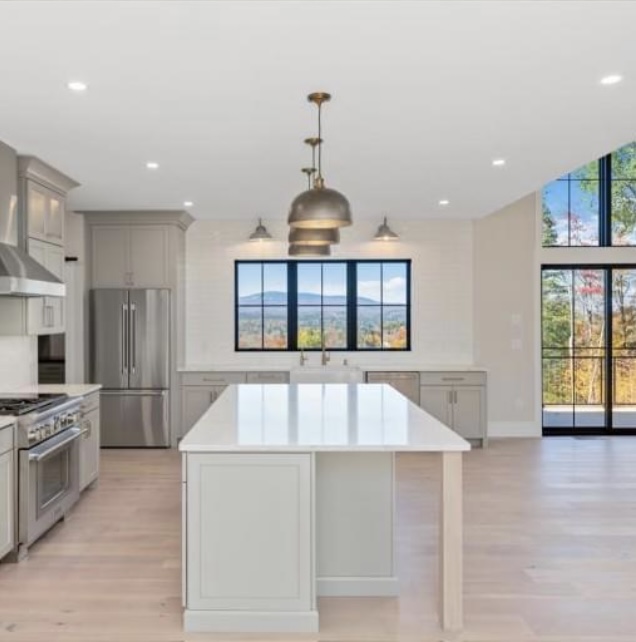 white kitchen with a island as the center piece